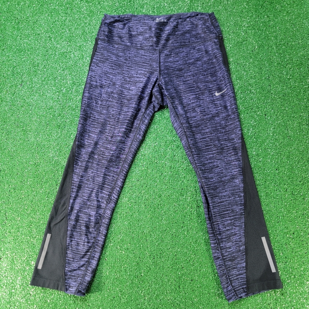 Nike Dri-Fit Women's Leggings Size Small Blue Black Running Fitness Athelisure